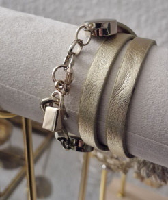 New Gold/Tan Leather wrap bracelet