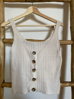 Cream top with buttons