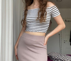 Black and white striped top