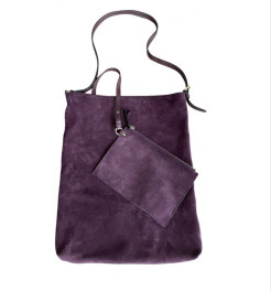 Aubergine suede shoulder bag