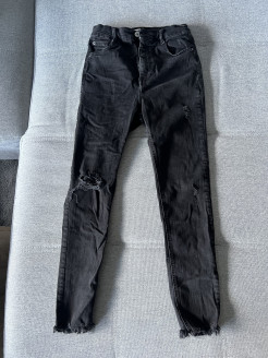 Black stretch trousers with hole - Size 38