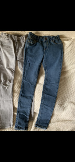 Lot de jeans fille taille 158, taille réglable avec élastique