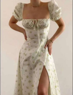 Robe française à imprimé floral