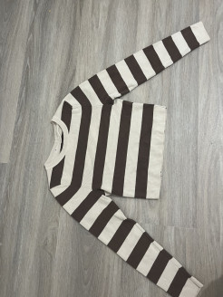 tight brown and chestnut striped jumper