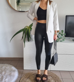 High-waisted faux-leather leggings