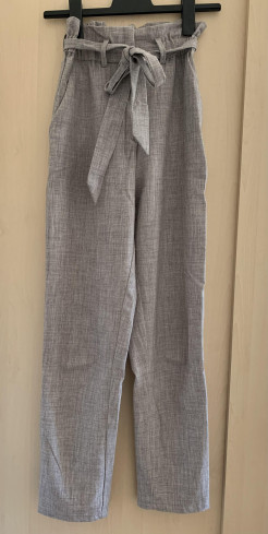 Grey high-waisted trousers