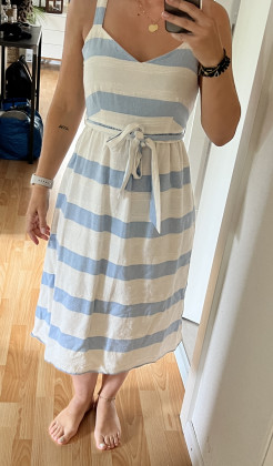 White and blue mid-length dress