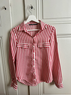 White/red striped blouse ZARA