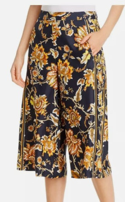 KOBI HALPERIN Black Floral Zip Elastic Waist Floral Culotte Pants (XL/US 14)