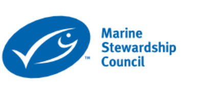 Logo du label MSC représentant un poisson sur un fond bleu et blanc