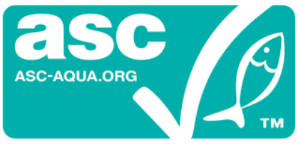 Logo du label ASC représentant le sigle et un poisson sur fond vert clair et blanc