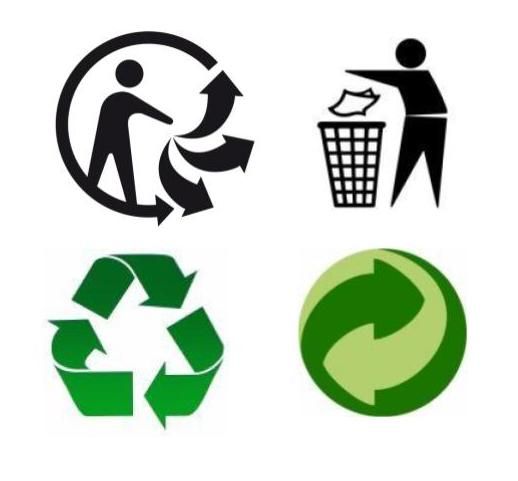 Les différents pictos du recyclage
