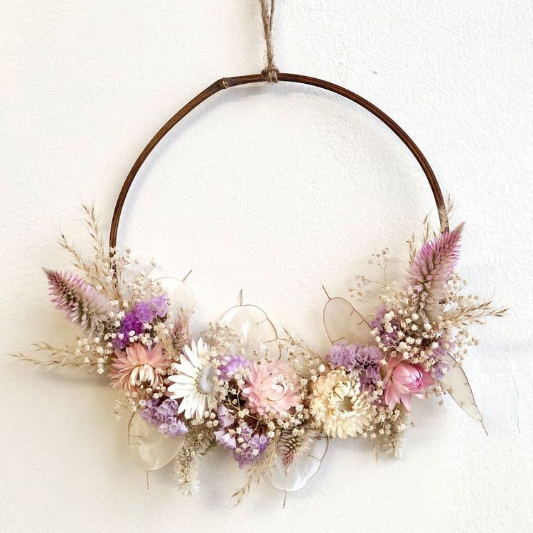 Atelier demi couronne de fleurs séchées