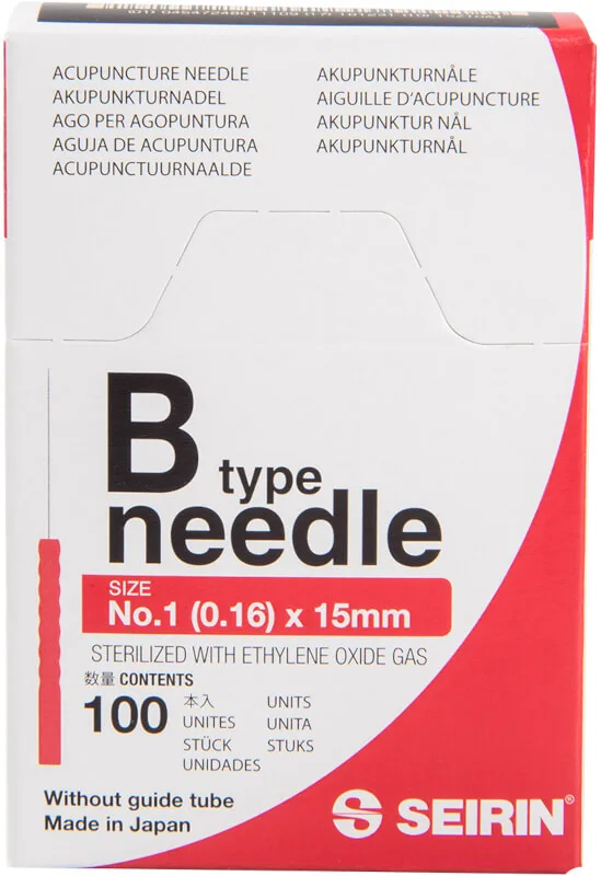 Seirin Akupunkturnadel B-Typ - ohne Führungsrohr, 0.16, 15 mm