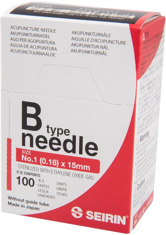 Seirin Akupunkturnadel B-Typ - ohne Führungsrohr, 0.16, 15 mm