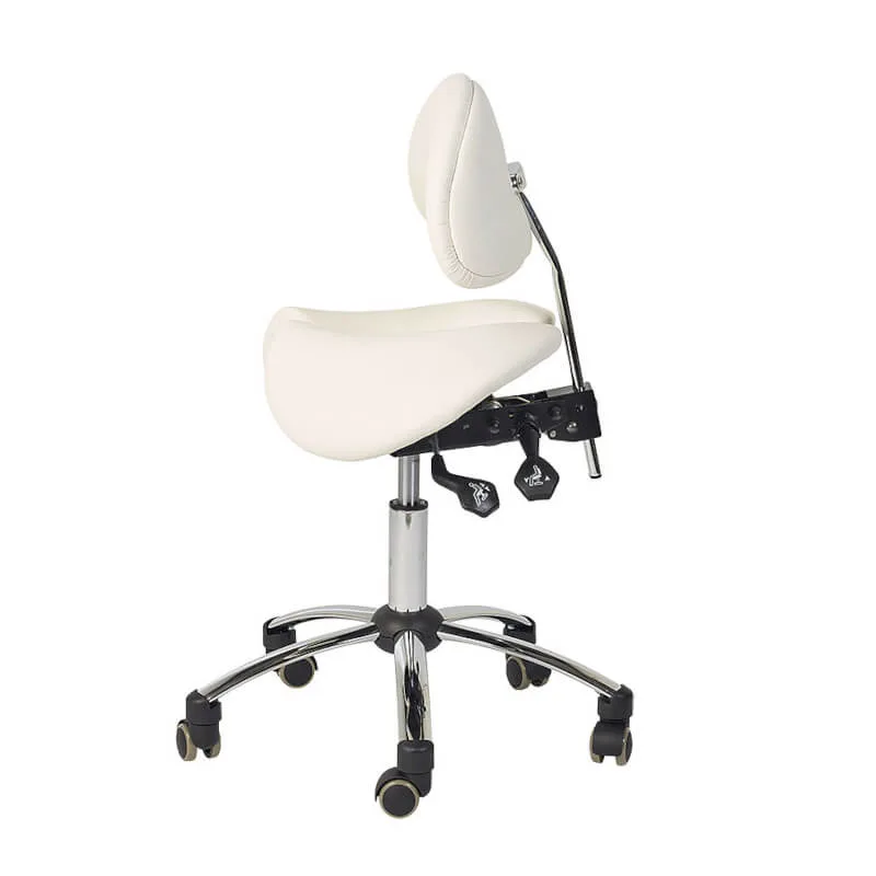 Teqler Sattelhocker mit Rückenlehne - weiss