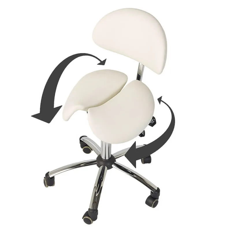 Teqler Sattelhocker mit Rückenlehne - weiss